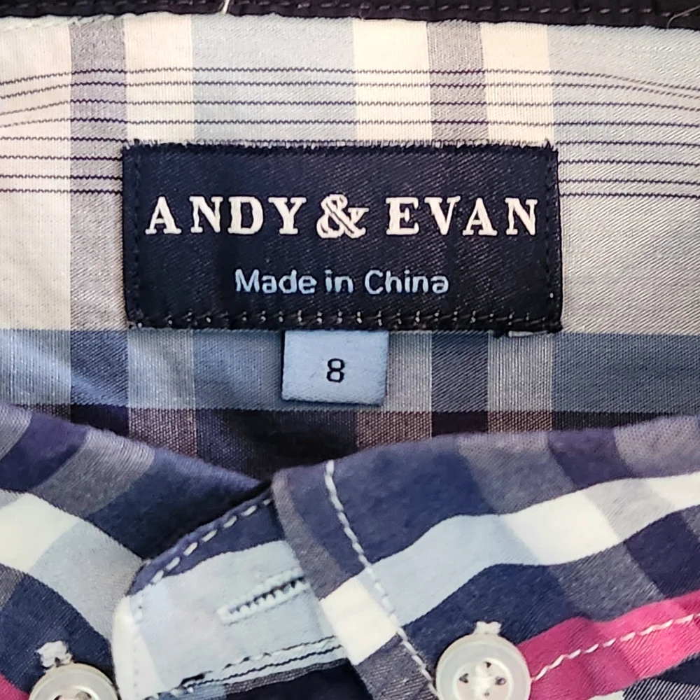 Andy & Evan Madras Plaid  Button-down Size 8 Colors Blue Pink Yellow White